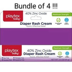 Playtex Baby 40% Zinc Oxide Diaper Rash Cream --4PACK!